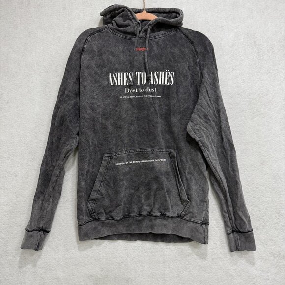 Civil Regime Hoodie Mens Medium Washed Black Ashes To Ashes Graphic Pullover - Picture 1 of 7